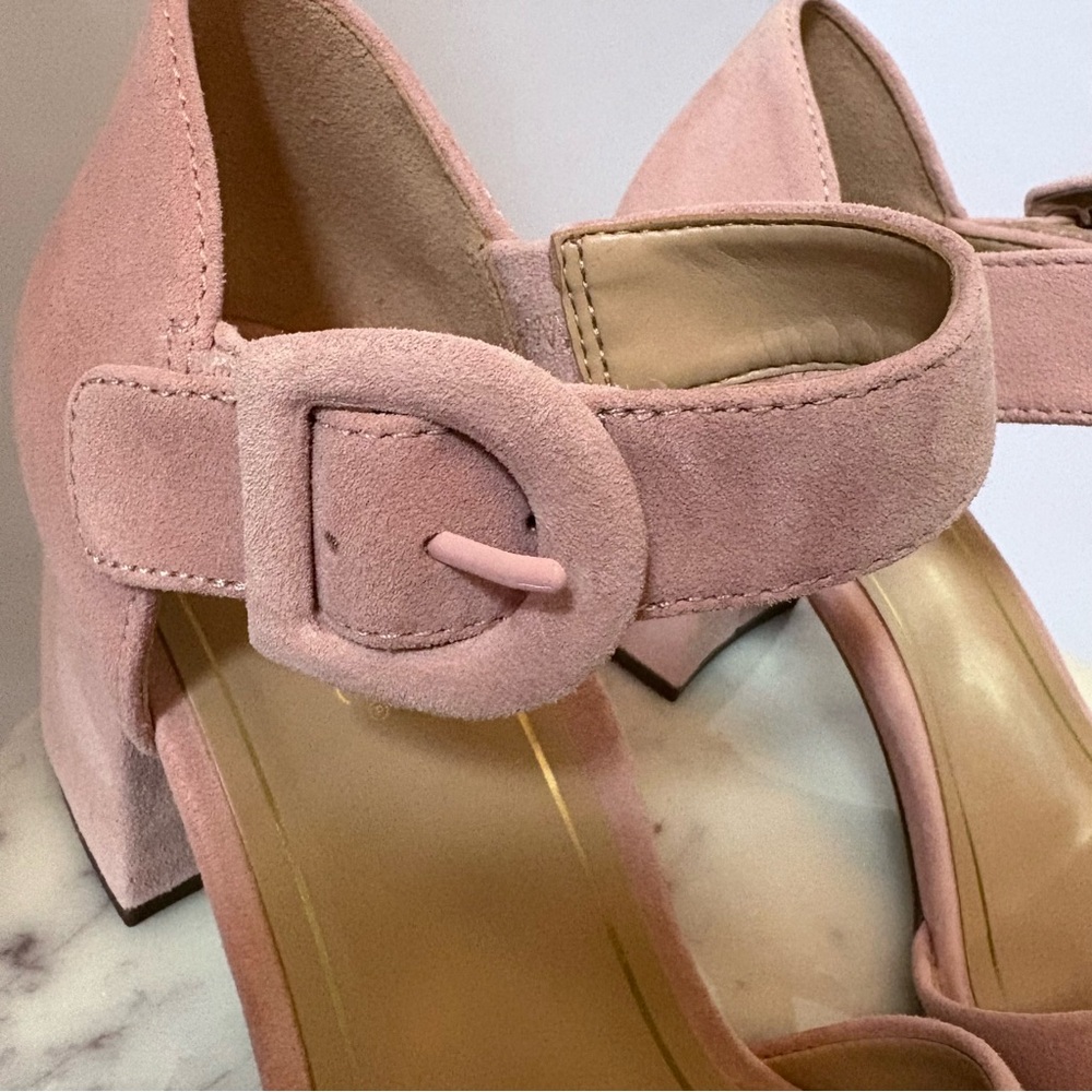 Vionic Dusty Pink Suede Block Heel Sandals - Picture 4 of 12